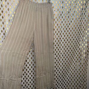 Boho chic beach pants nude flowy coverup linen style pool wide leg size L